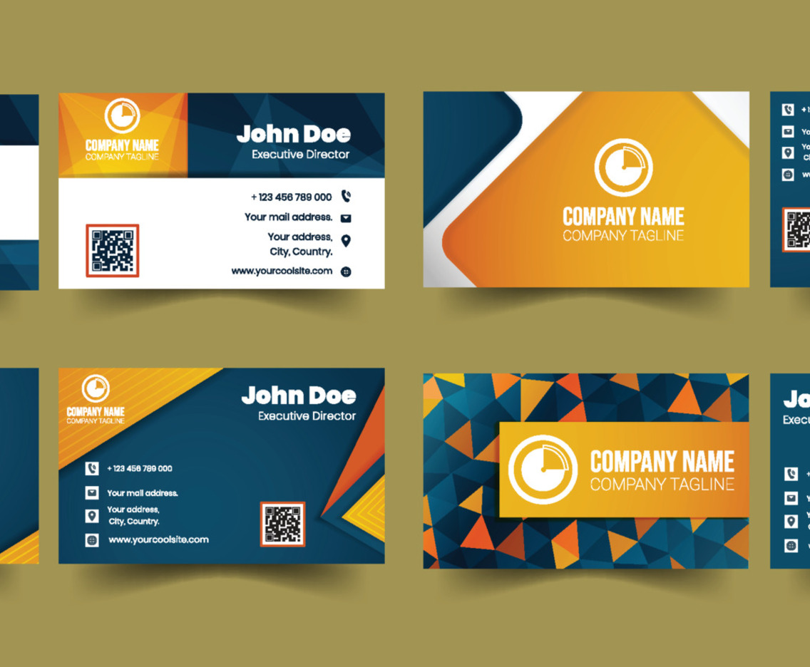 Professional Business Card in Orange and Blue Theme