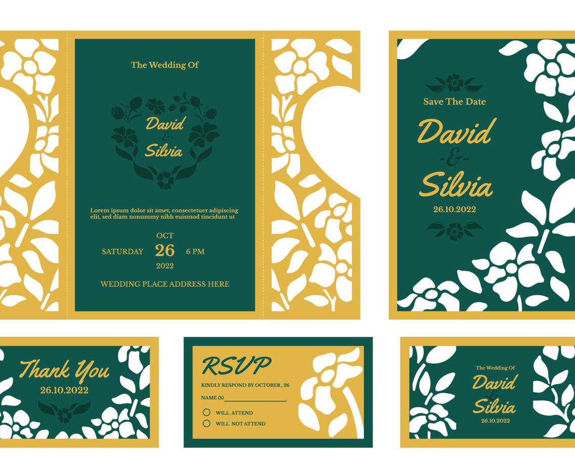 Laser Cut Wedding Invitation Design Set