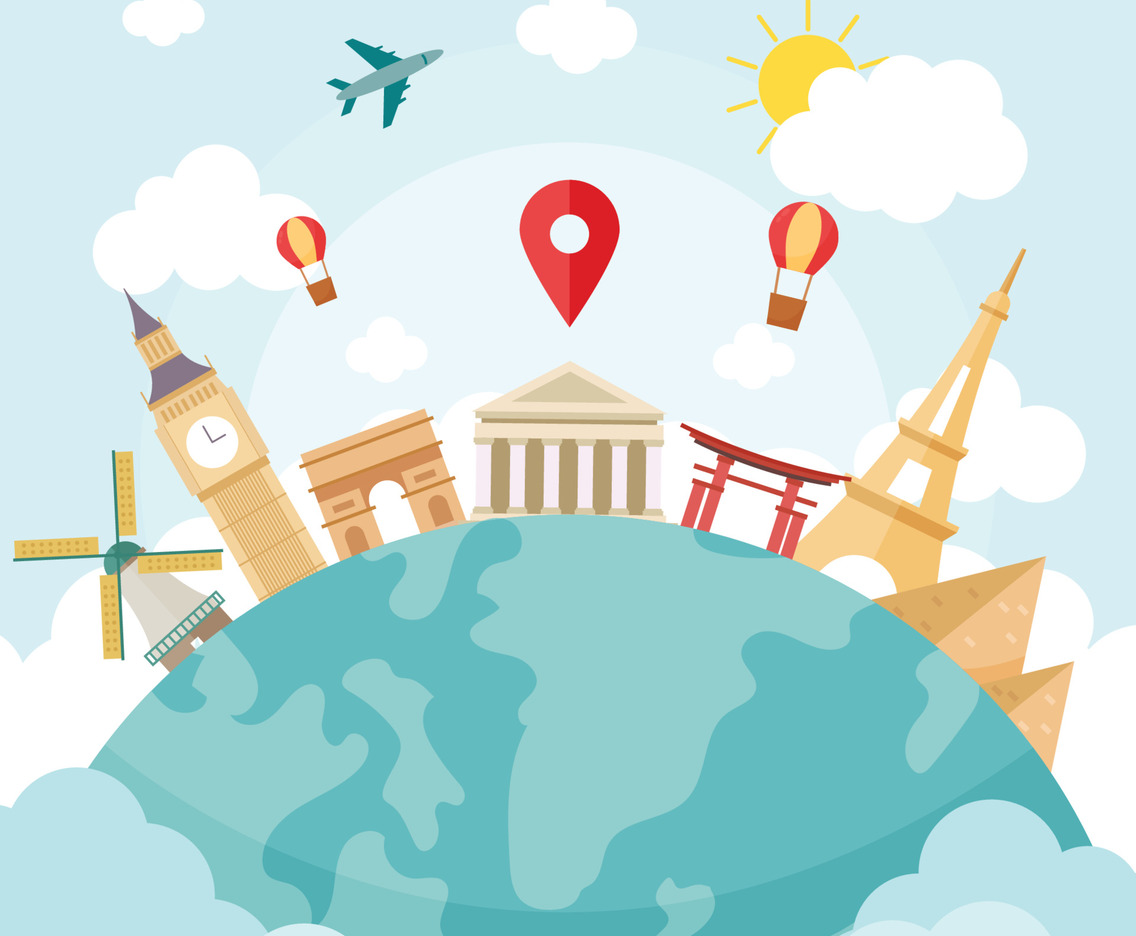 World Tourism Day Background With Landmarks