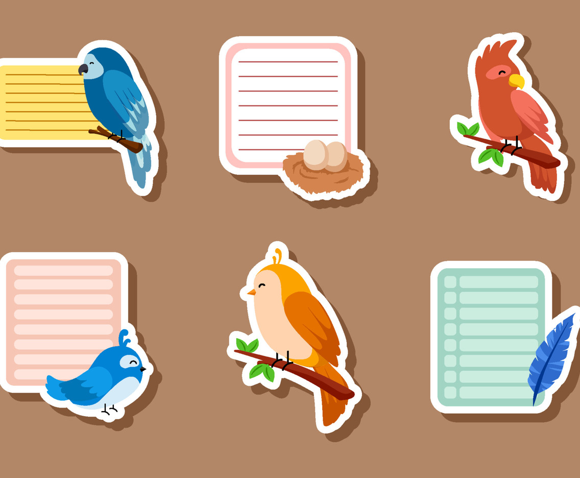 Set of Birds Themed Journal Stickers