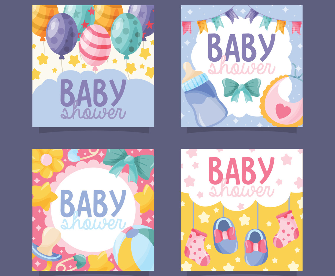 Baby Shower Cute Colorful Element Card Collection