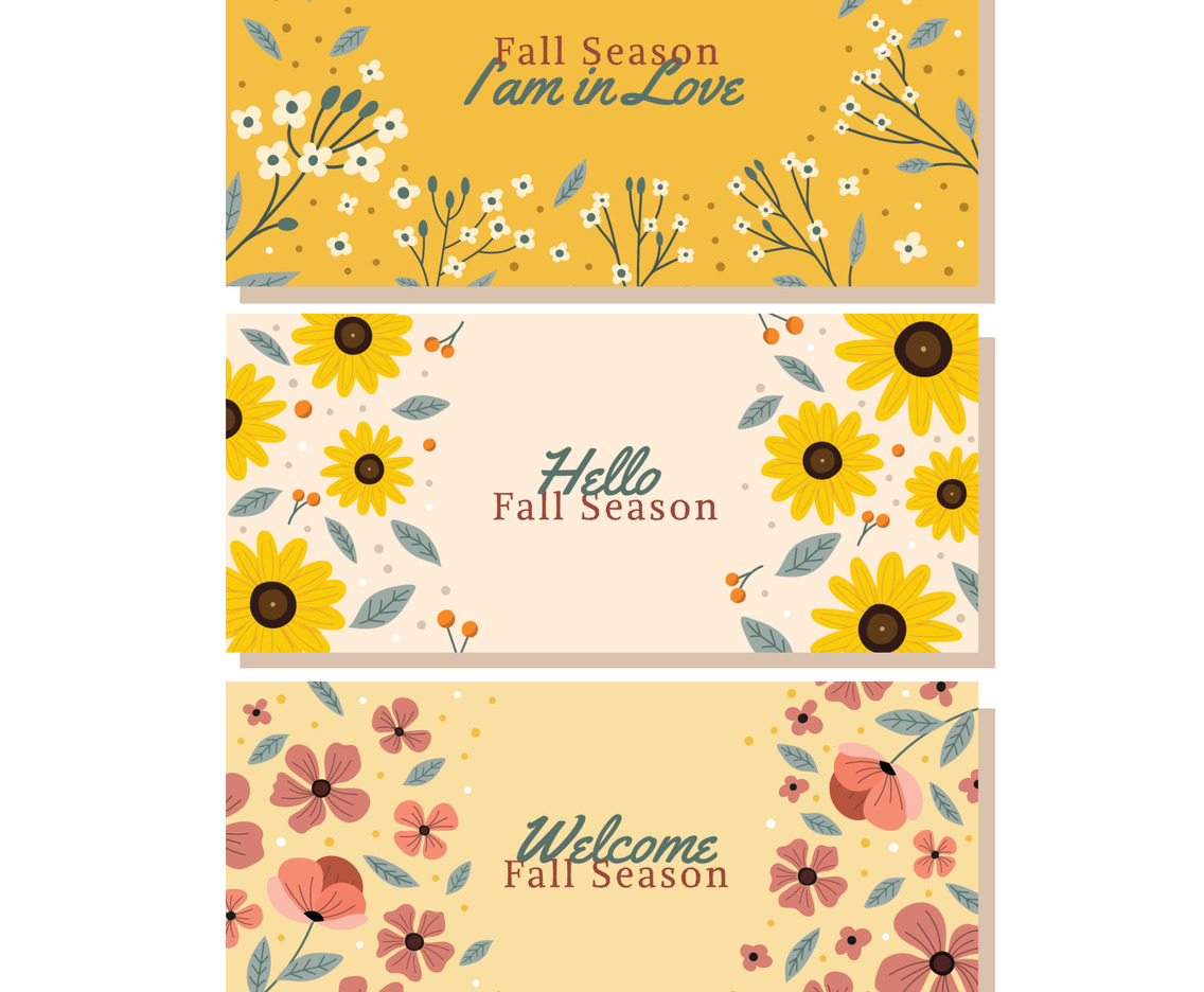 Fall Season Floral Banner Collection