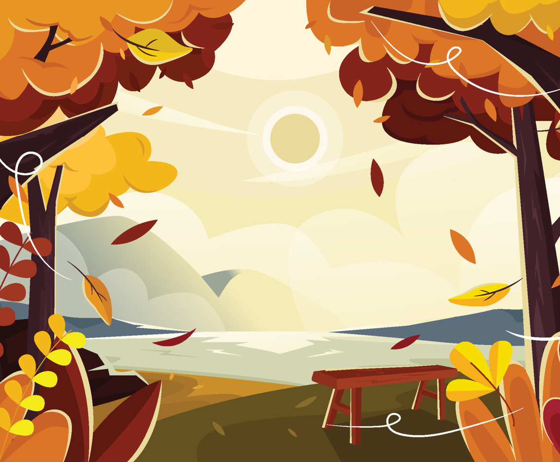 Beautiful Scenery Fallen Leaves Autumn Season Background Concept
