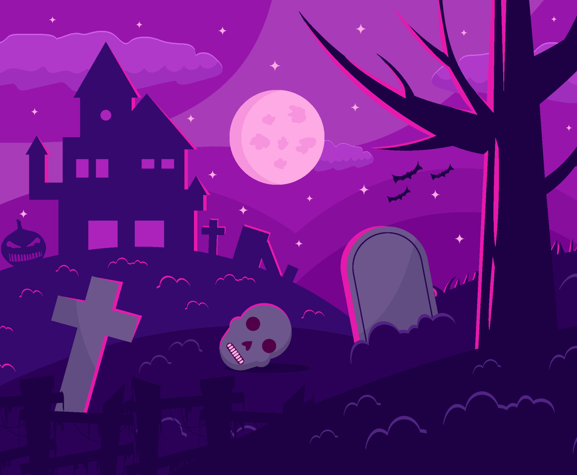Halloween Background In Flat Design