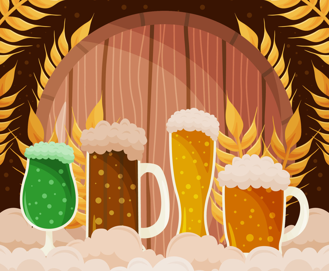 Beer Day Doodle Hand Drawn Elements Concept