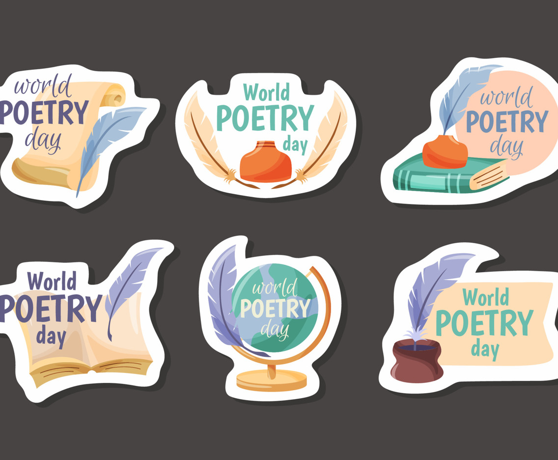 World Poetry Day Doodle Hand Drawn Sticker Collection