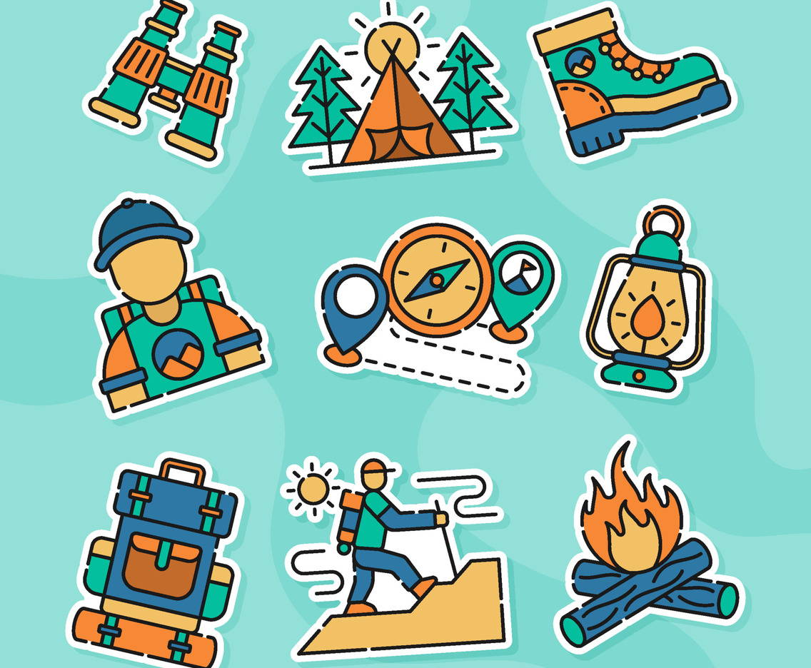 Hiking Activity Icon Set