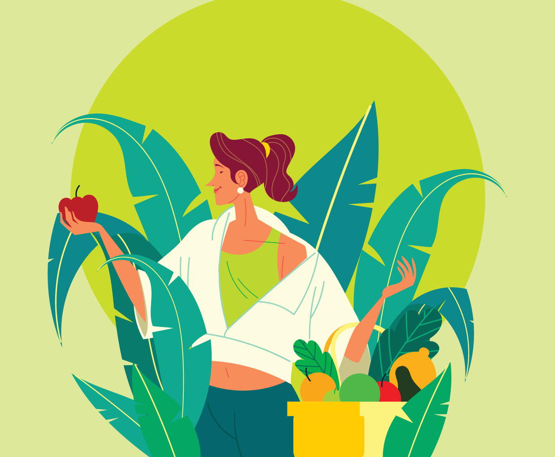 A Girl Harvesting in The Green Garden