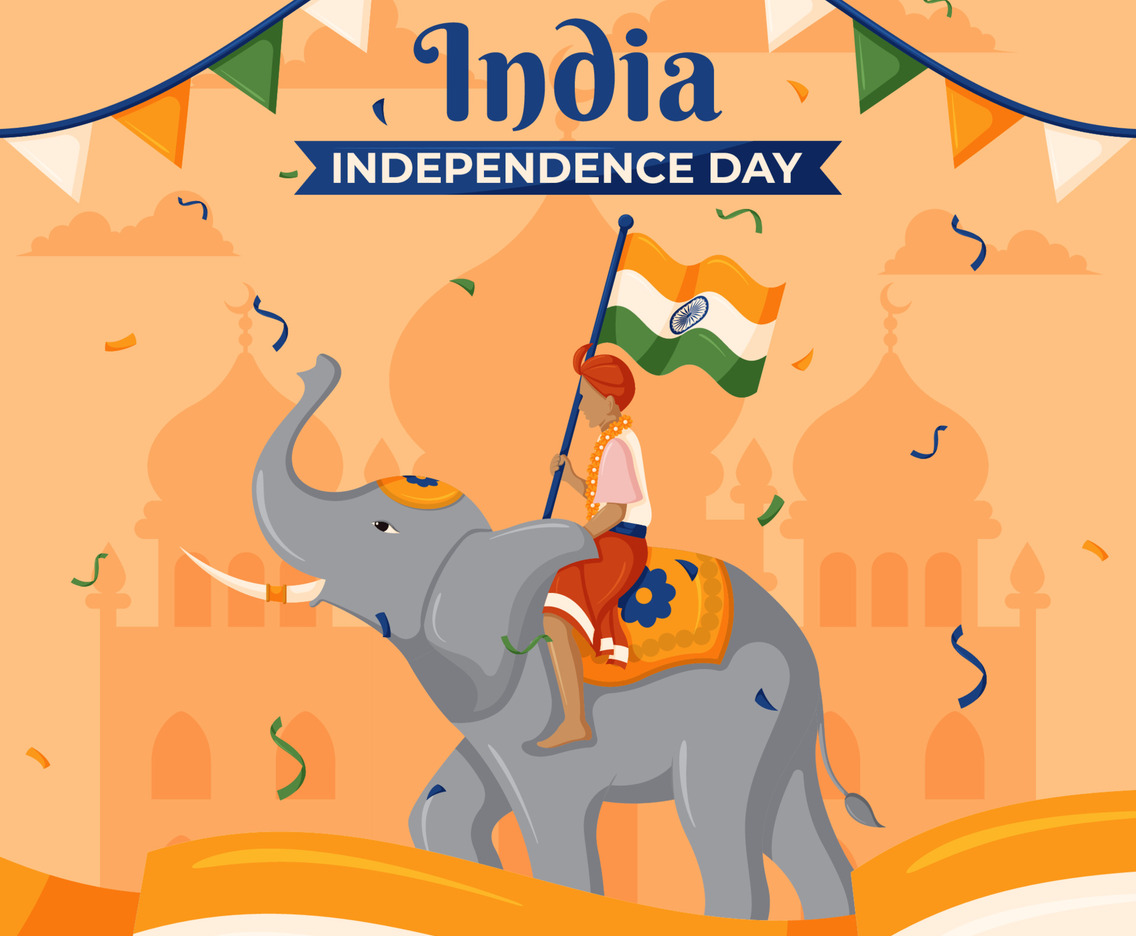 Man Riding Elephant Celebrates India Independence Day