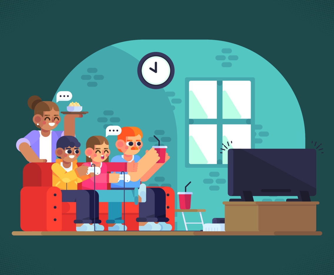 Interracial Family Playing Video Game