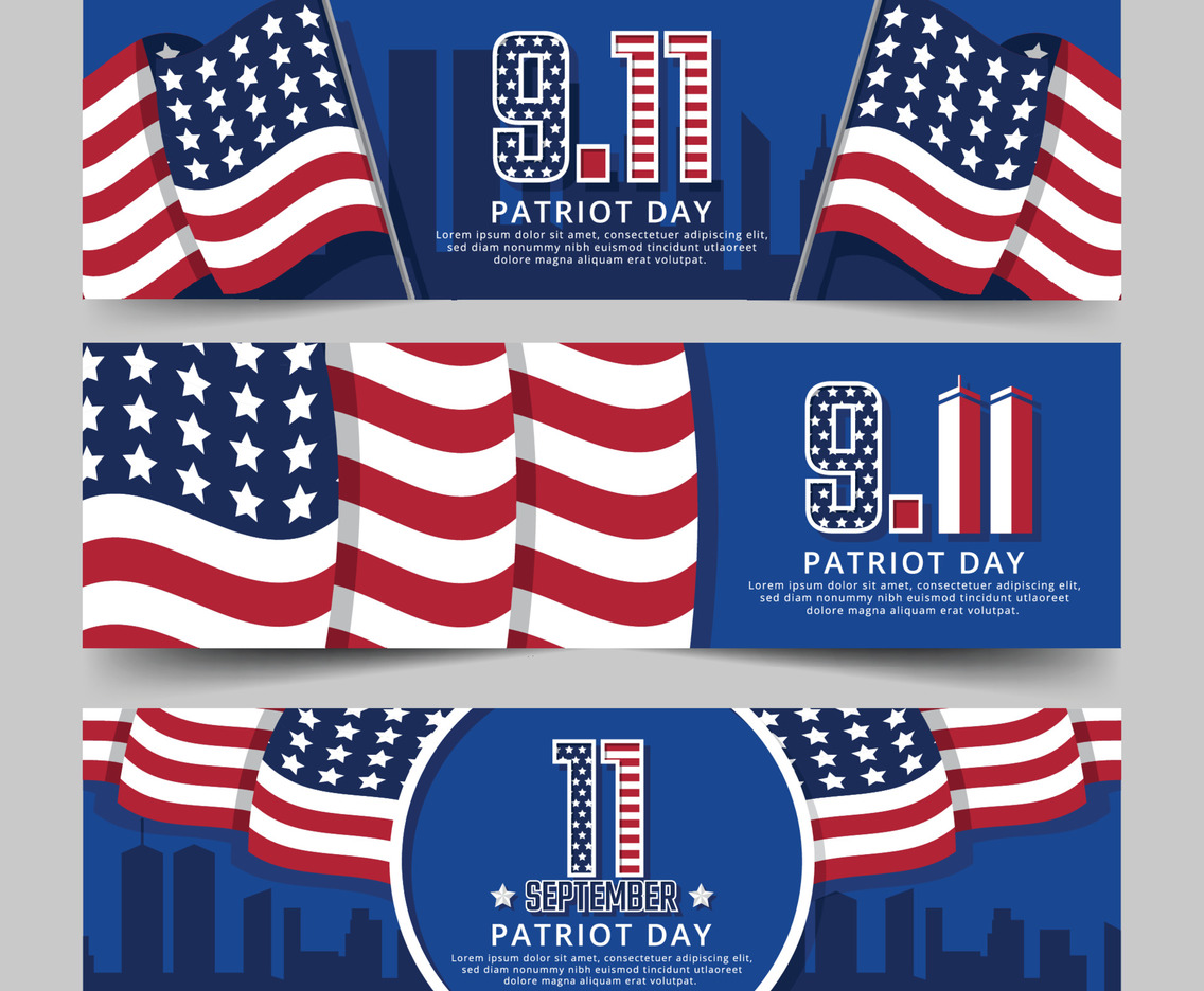 Banner Collection of Patriot Day USA Never Forget 9.11