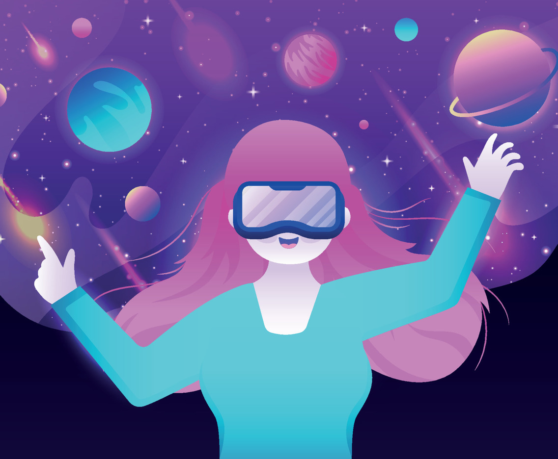 Woman Wearing Virtual Reality Glasses