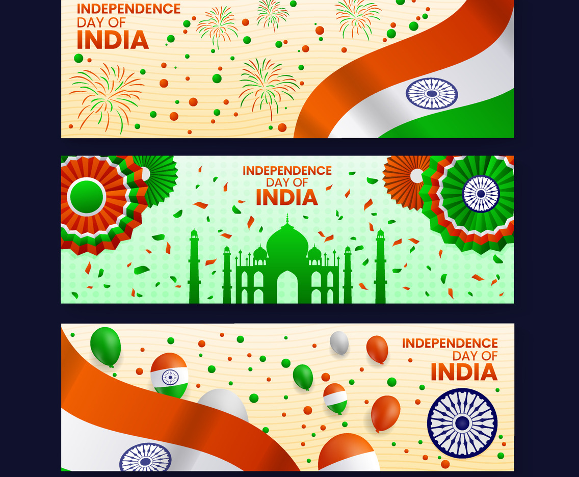 India Independence Day Set Banner