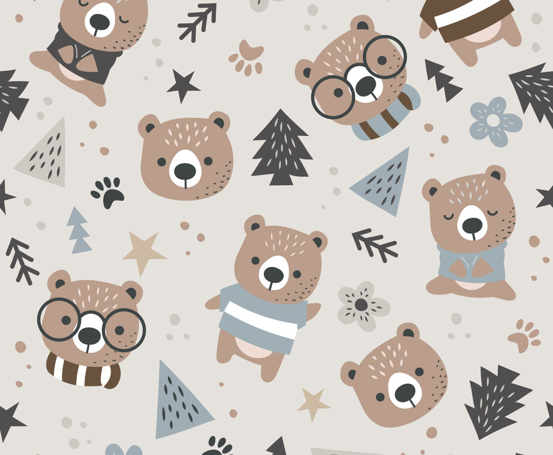 Scandinavian Teddy Bear Seamless Pattern