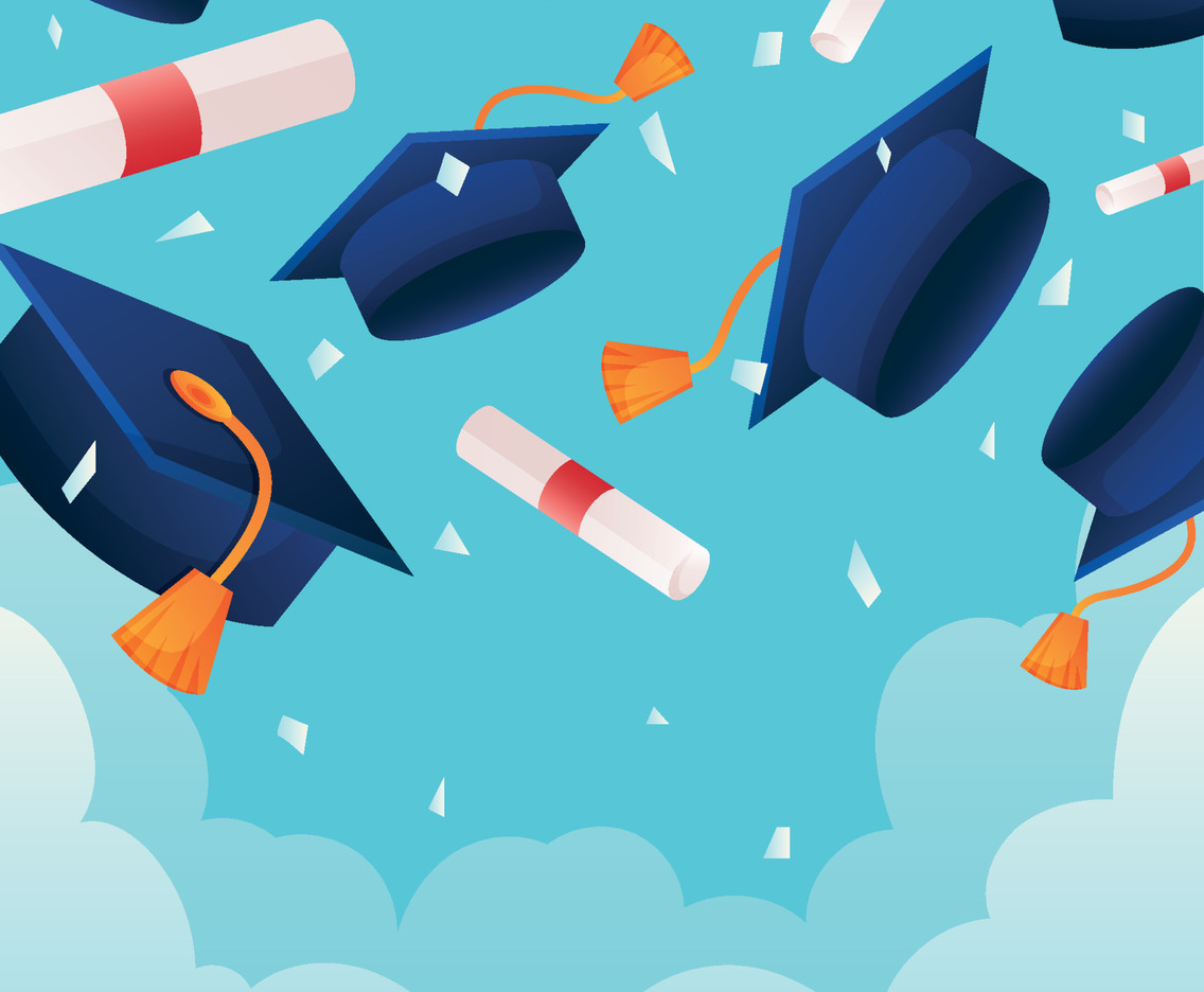 Education Diploma with Graduation Cap and Cloud