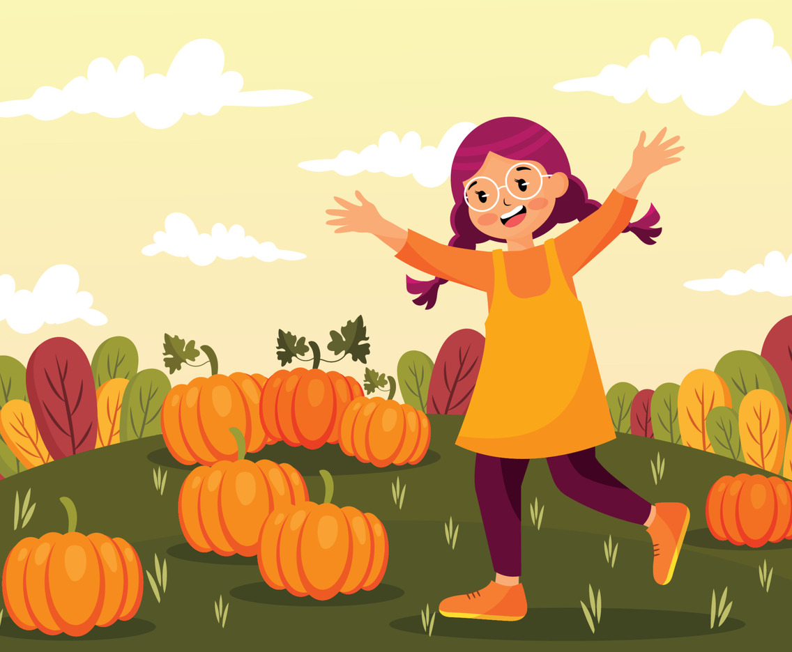 Girl Doing Pumkin Hunt Concept