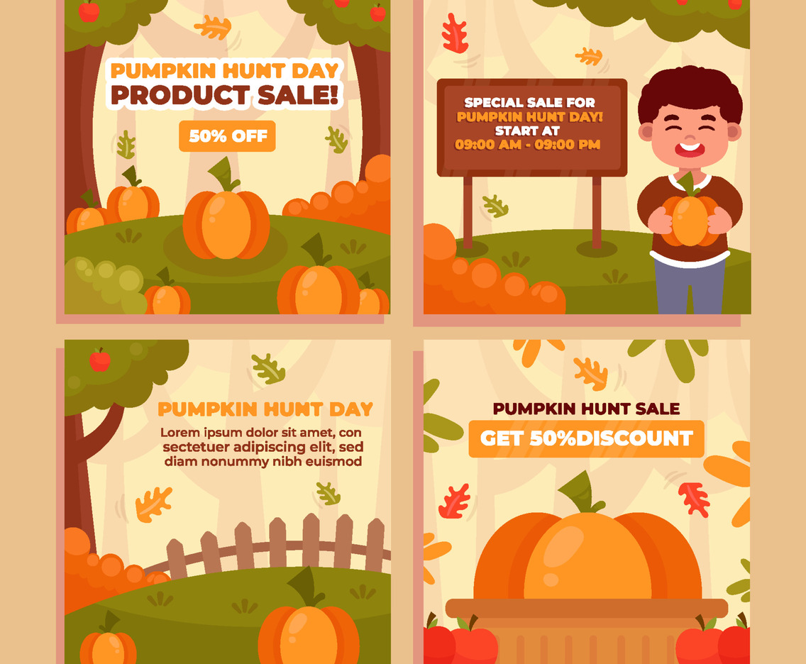 Pumpkin Hunt Event Social Media Posts Template
