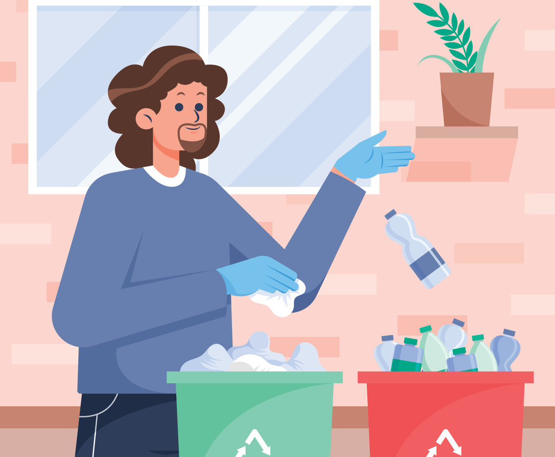 Man Recycling at Home