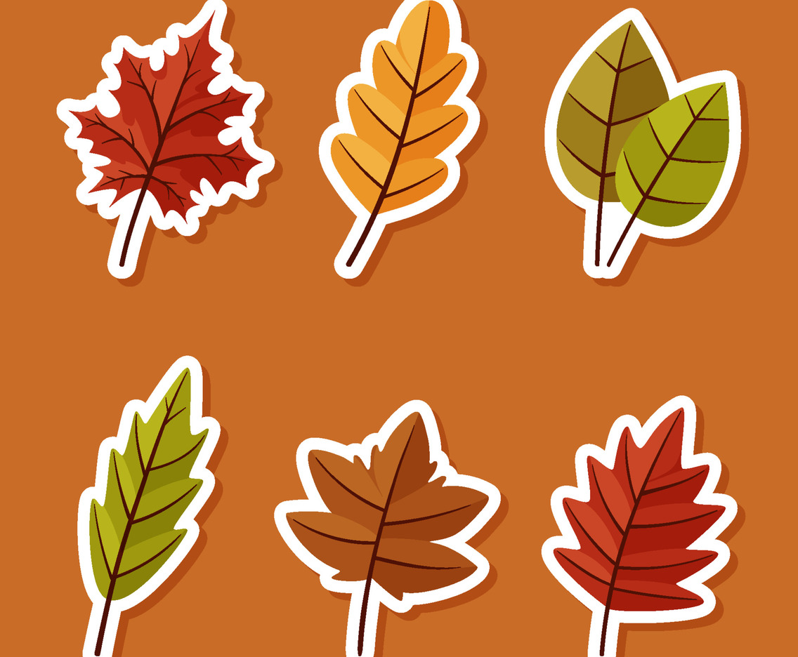 Fall Floral Leaf Sticker Template