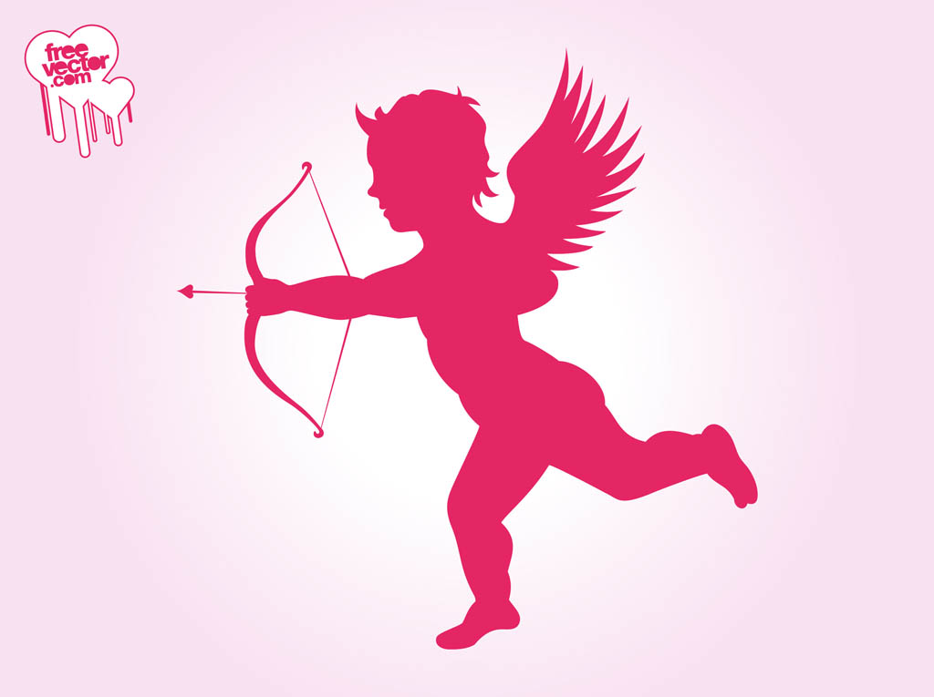 Flying Cupid Silhouette