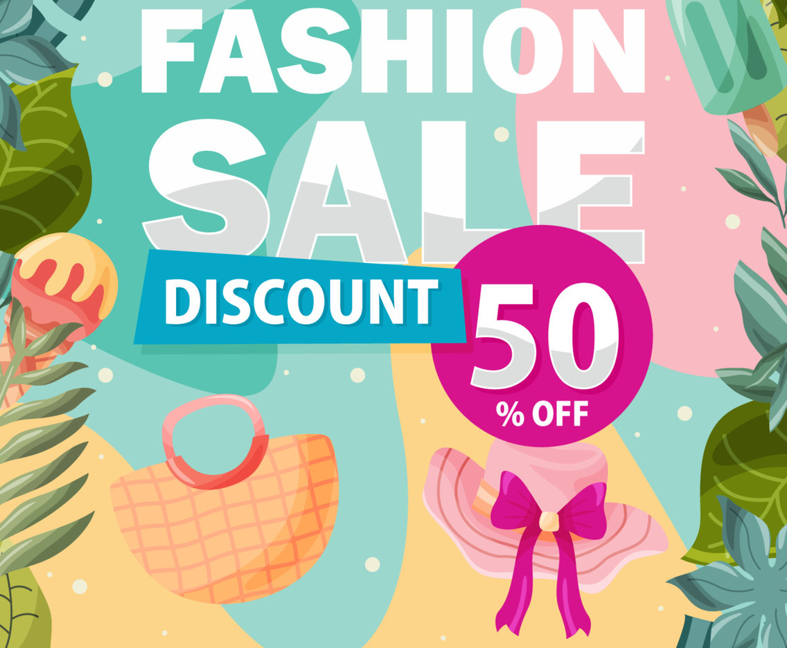 Summer Fashion Sale Hand Drawn Doodle Element Poster