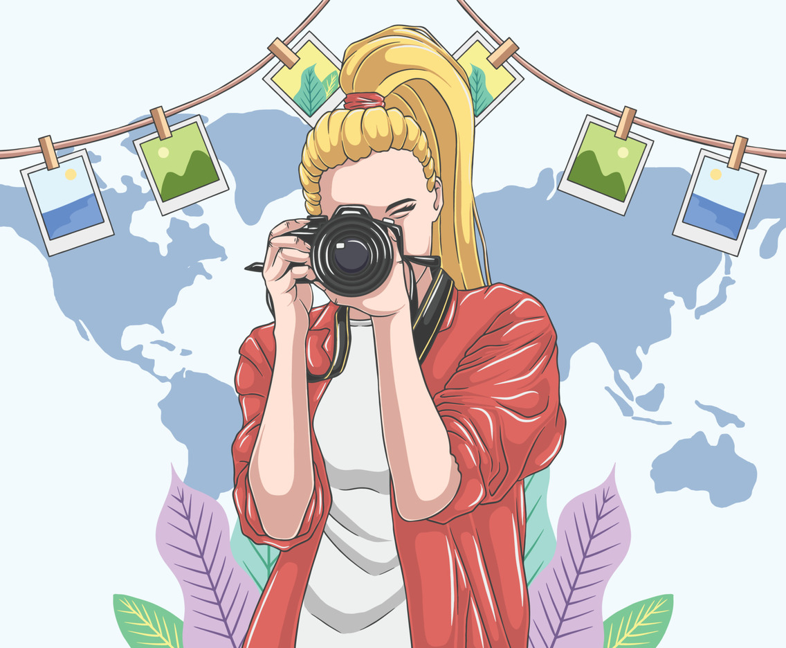 World Photography Day with Woman Photographing Concept