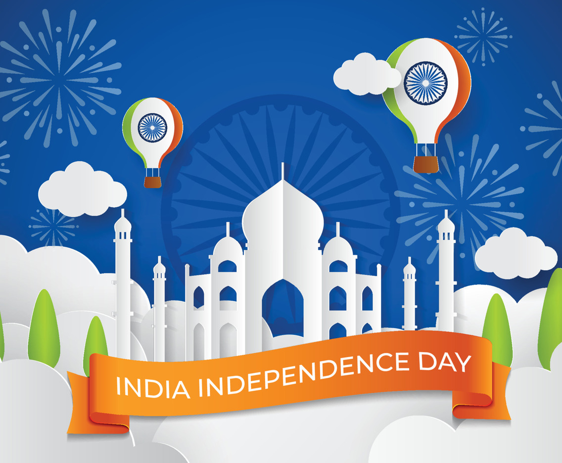 India Independence Day Celebration with Papercut Design Concept
