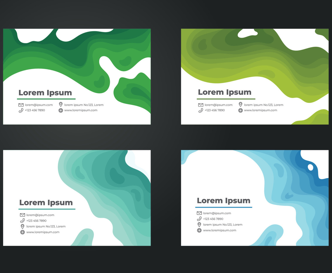 Monochrome Business Card Template with Wave Design
