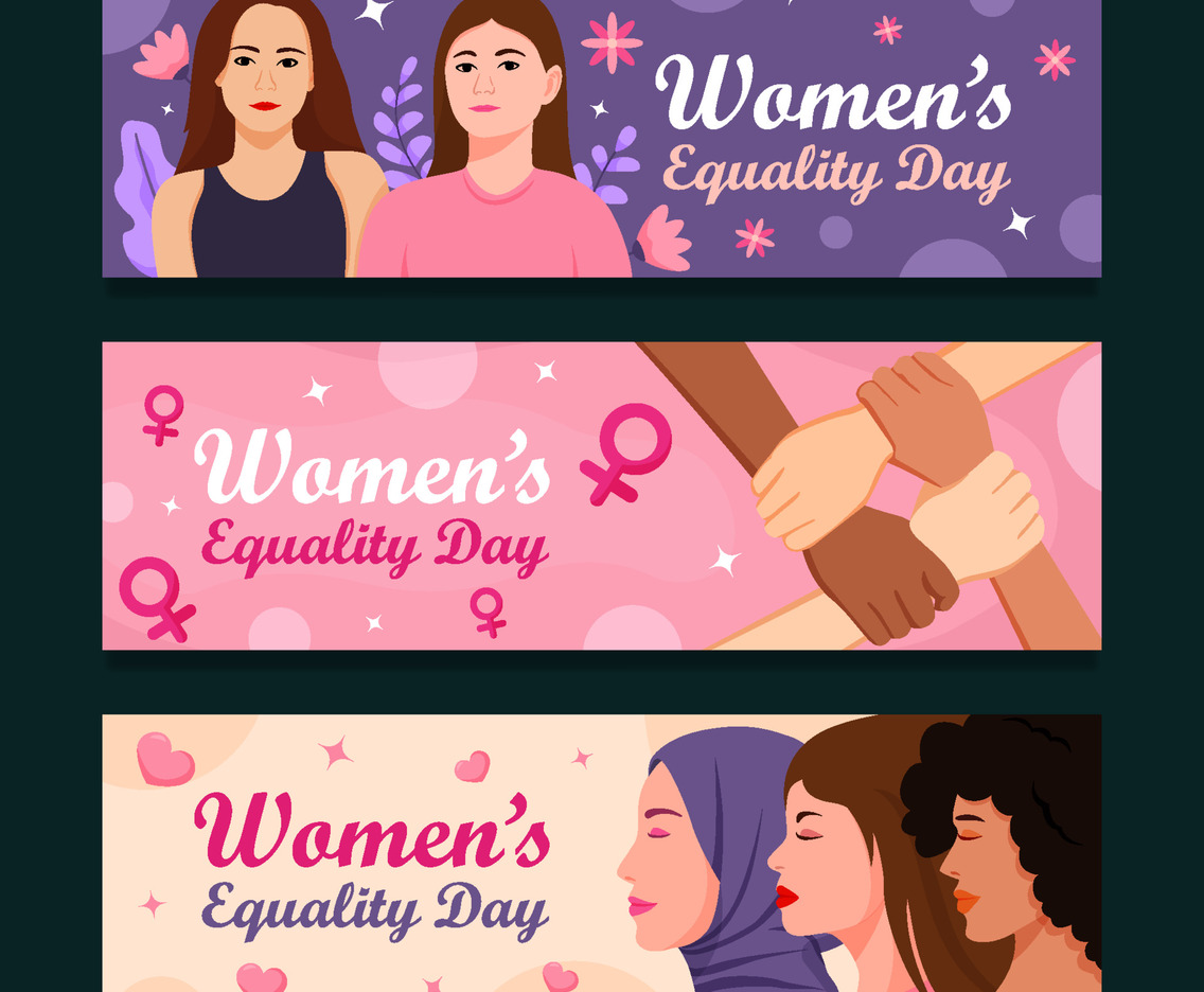 Woman Equality Day Set Banner Template