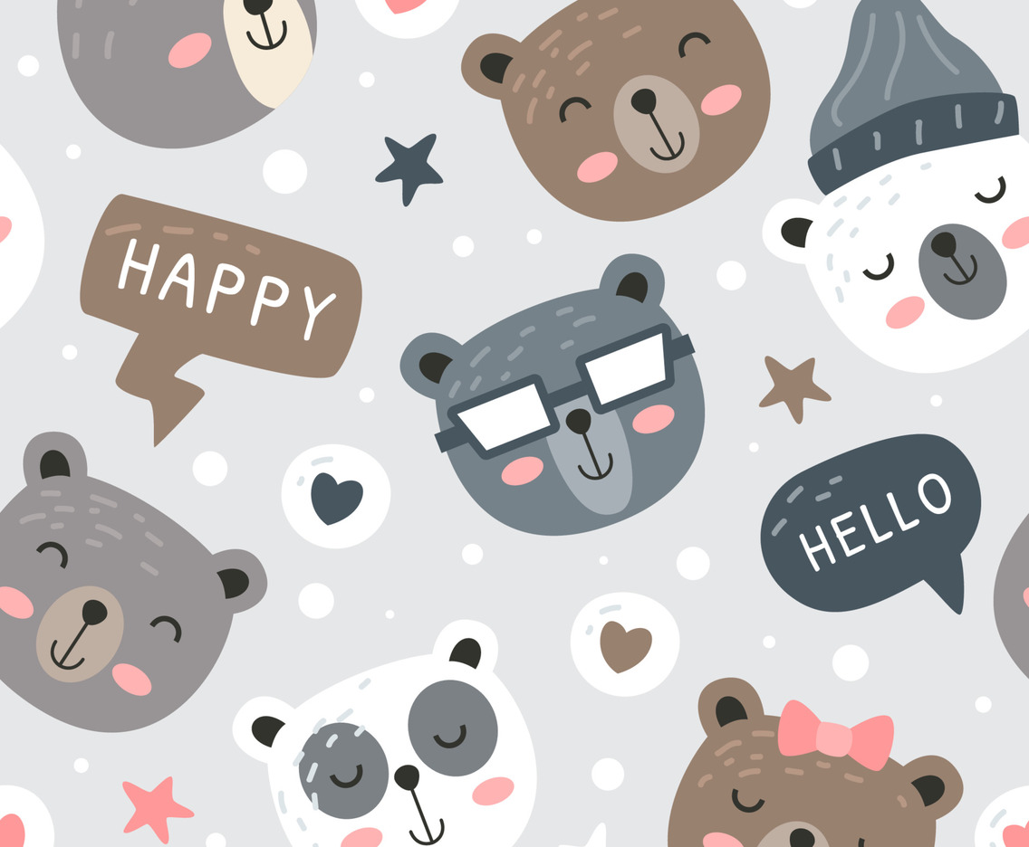 Cute Teddy Bear Seamless Pattern