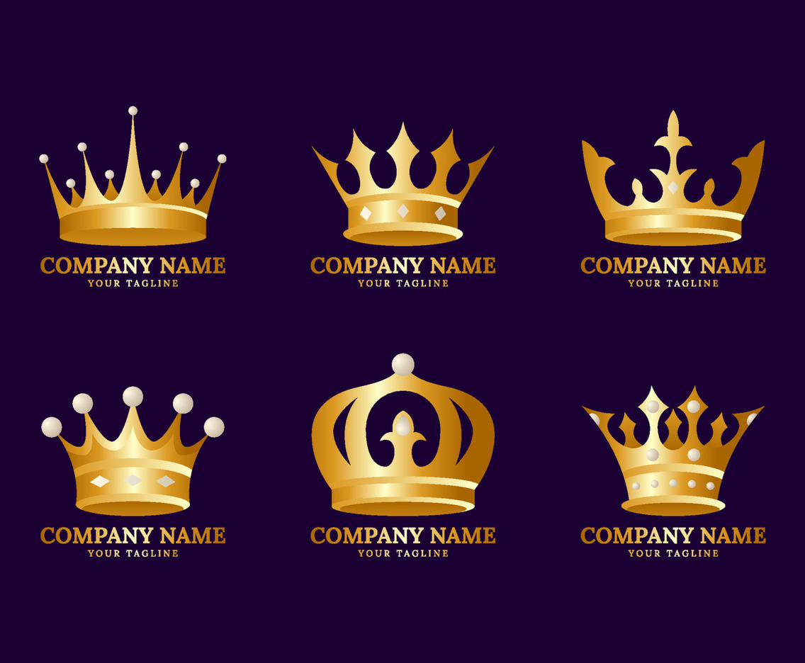Golden Crown Logo Set