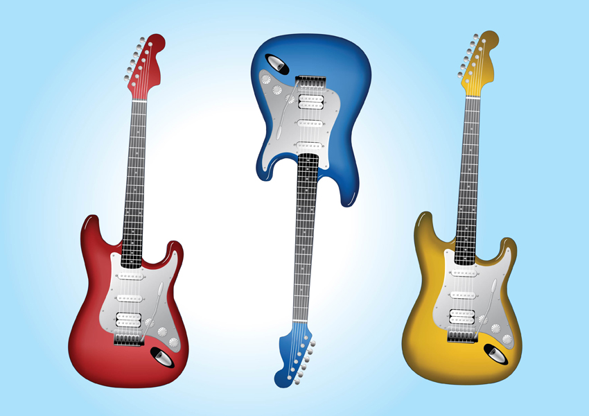 Electric Guitars Vector Art & Graphics 