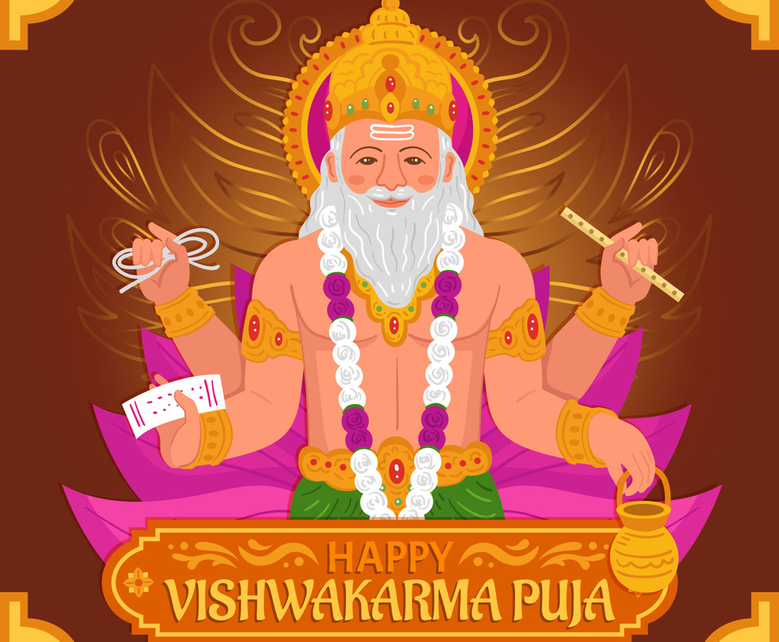Greeting Happy Vishwakarma Puja Festivity Background
