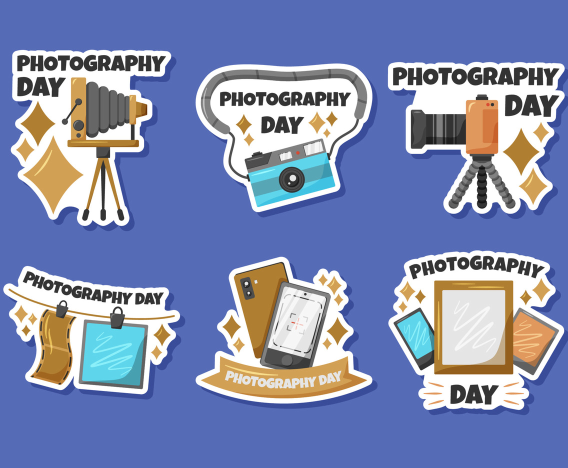 World Photography Day Sticker Set