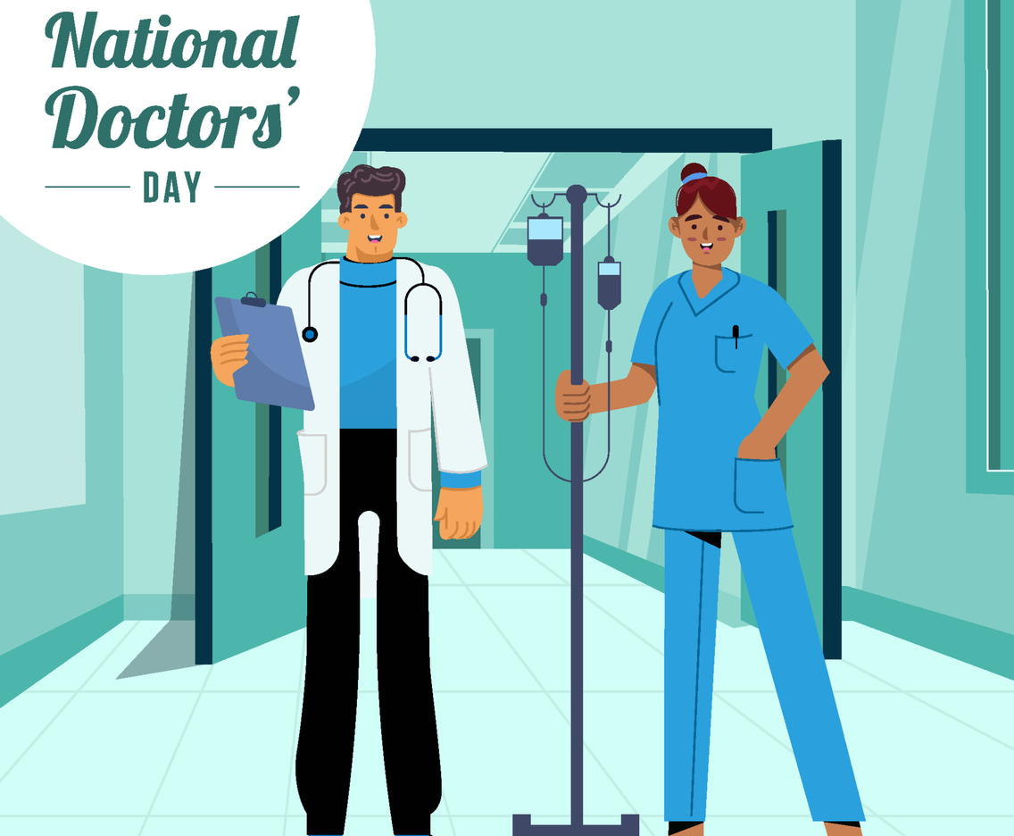 Doctor and Nurse Celebrate National Doctor Day Concept