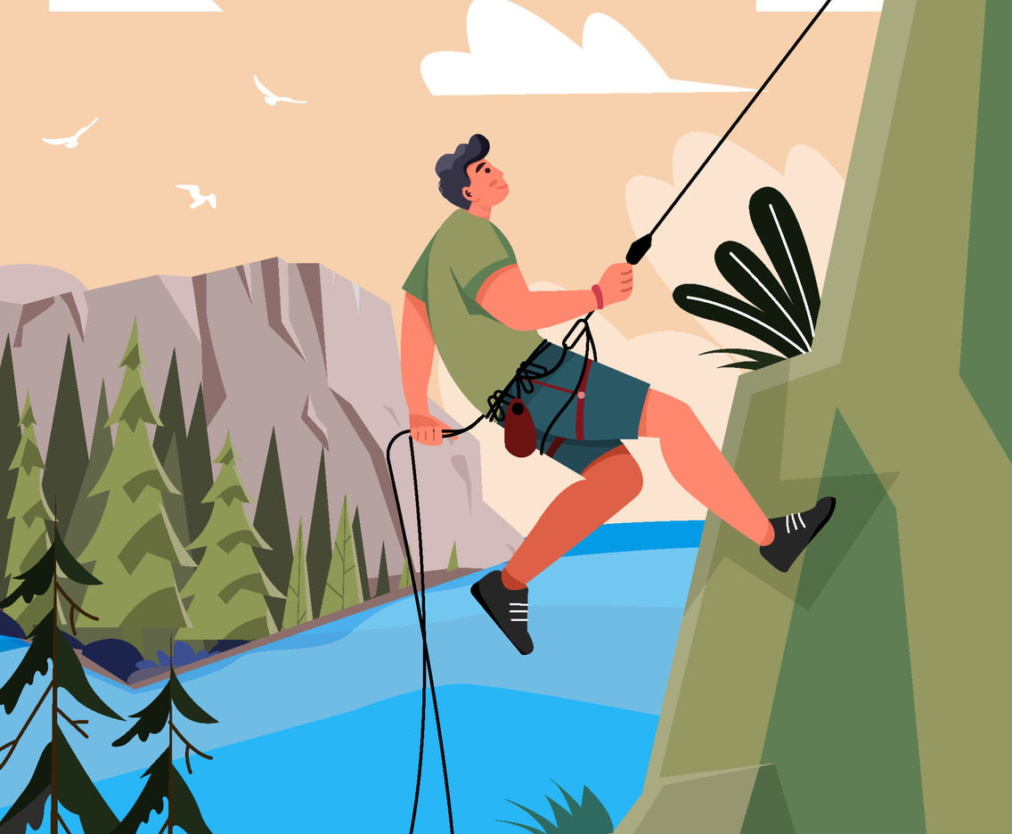 Man Do Wall Climbing Sport Concept
