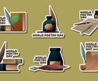 World Poetry Day Stickers Set
