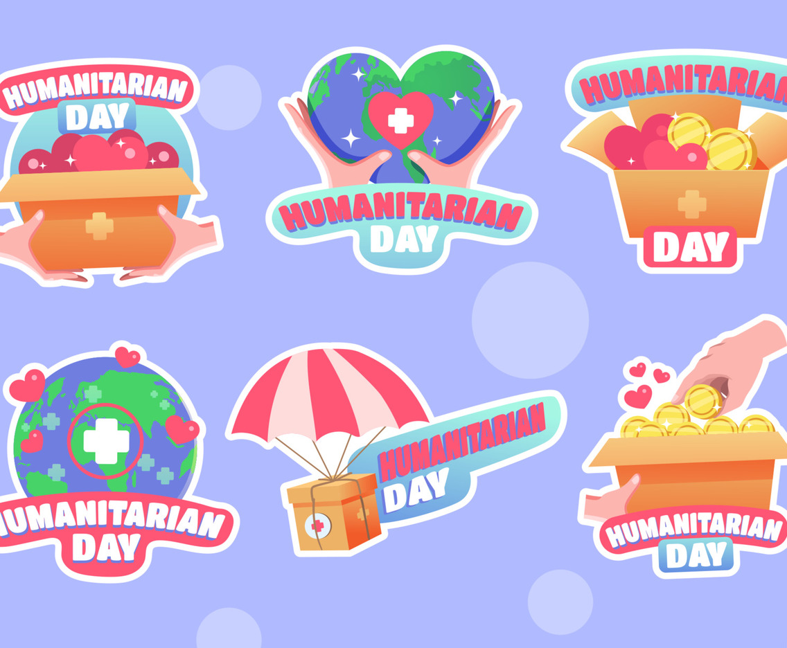 Colorful Humanitarian Day Celebration Sticker Pack