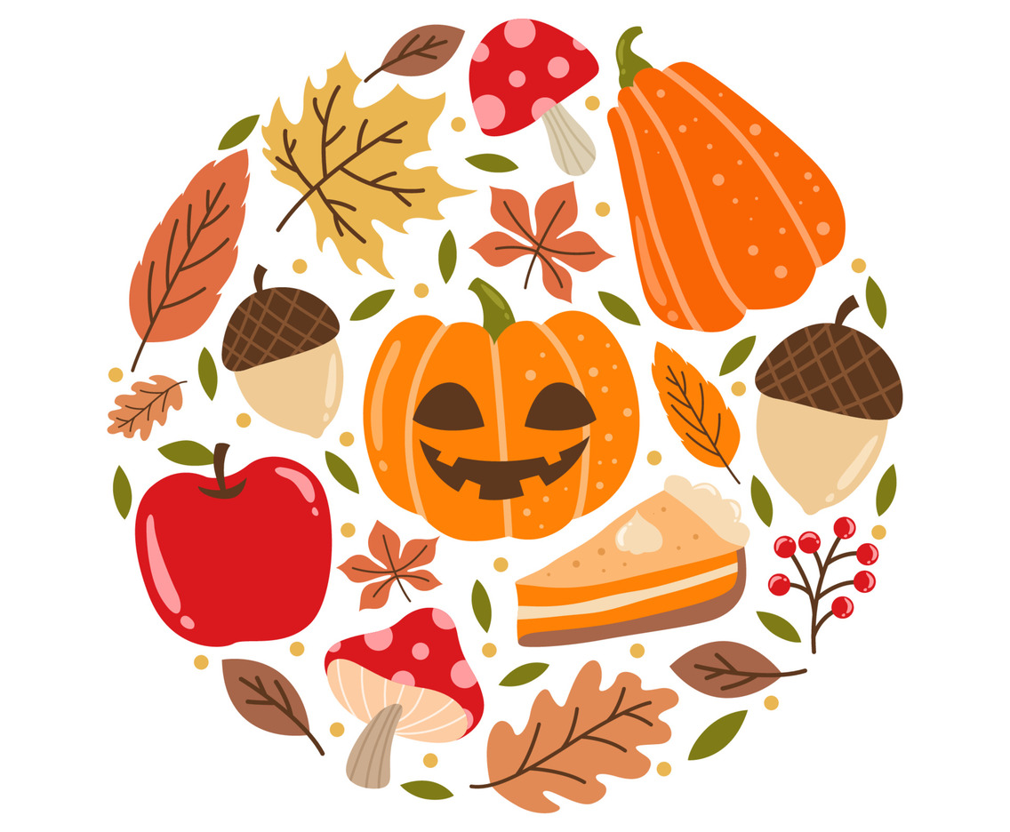 Apple Picking Pumpkin Hunting Icon Creative Layout