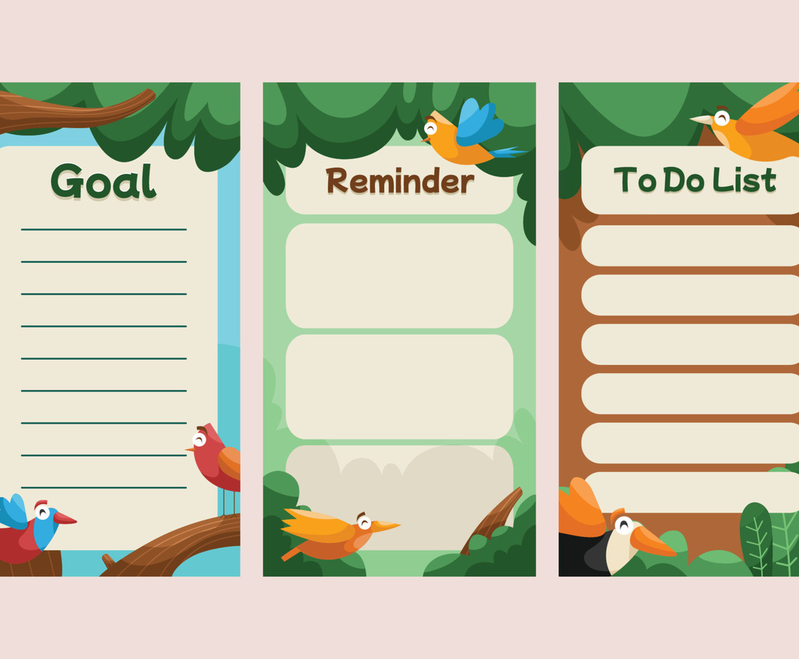Journal Template Page With Birds