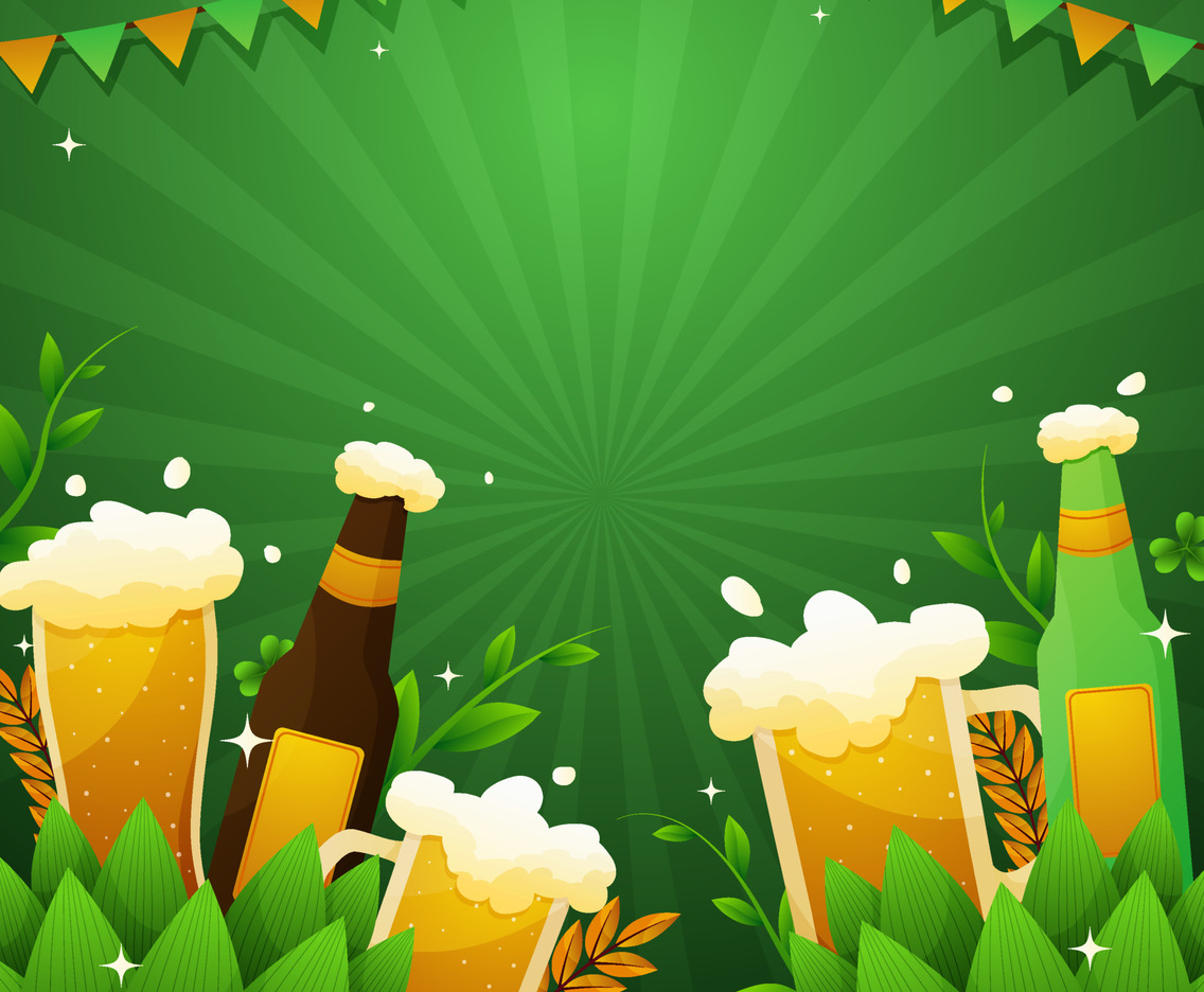 Beer Day Leaf Green Background