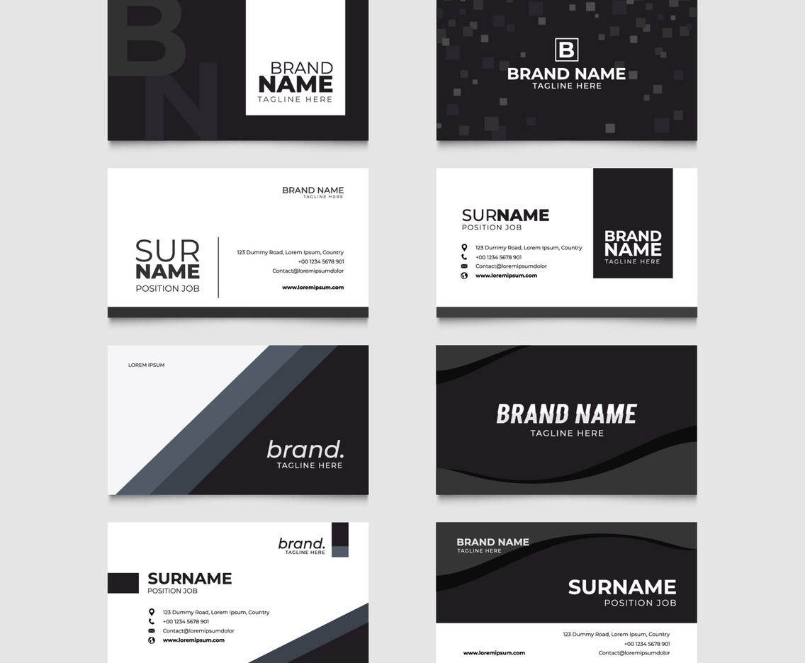 Set of Monochromatic Business Card