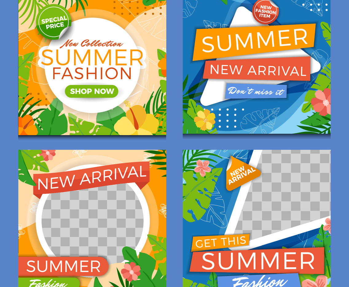 Colorful Orange Blue Summer New Arrival Fashion Social Media Post