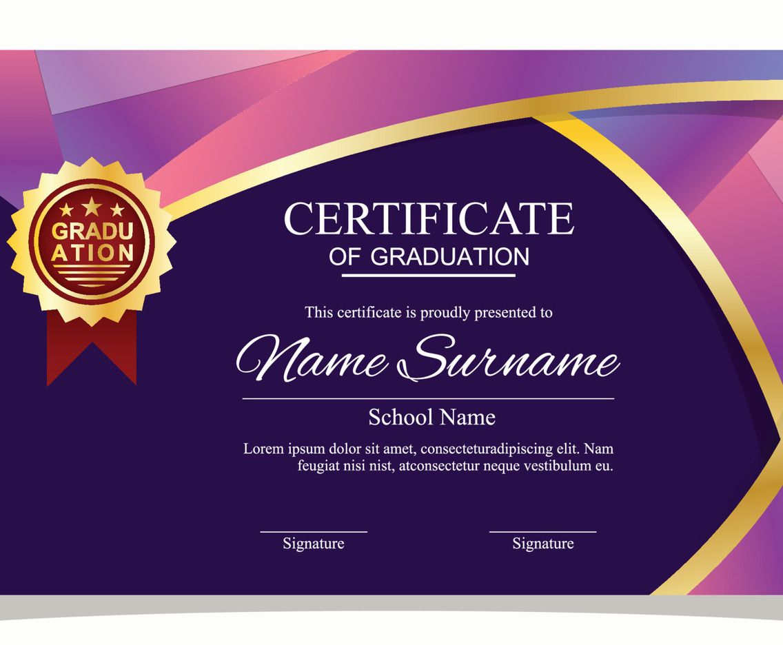 Graduation Certificate Template With Gradient Shape