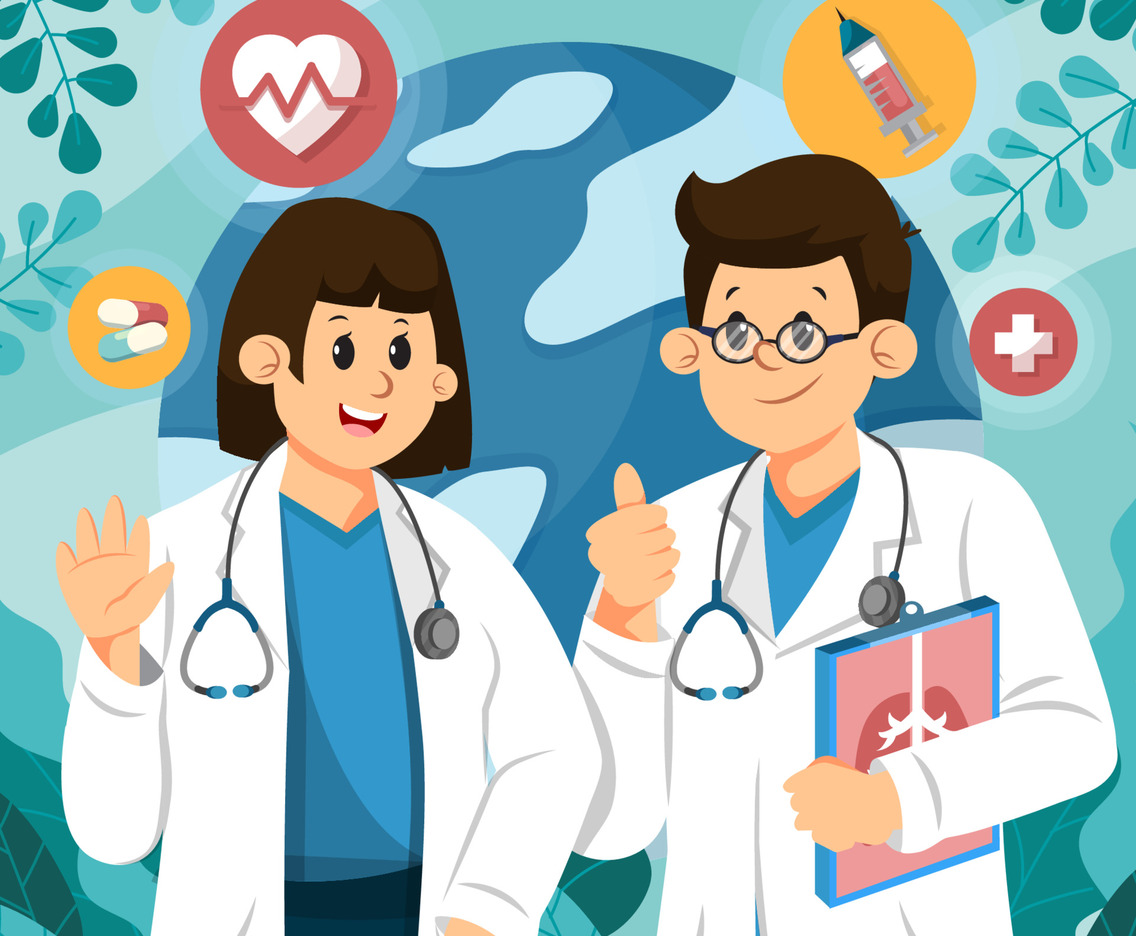 Two Happy Doctors Celebrating National Doctors' Day