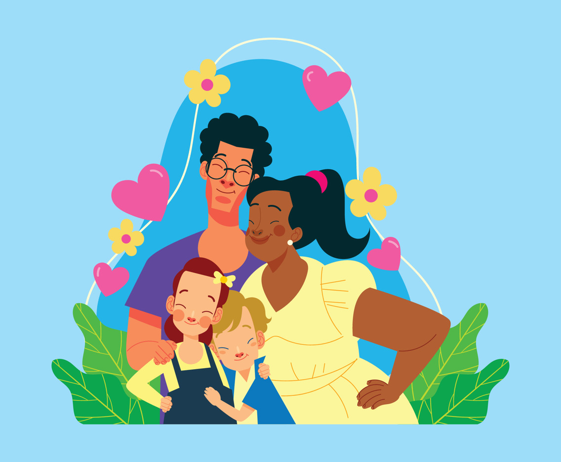 Happy Family With Their Adopted Kids