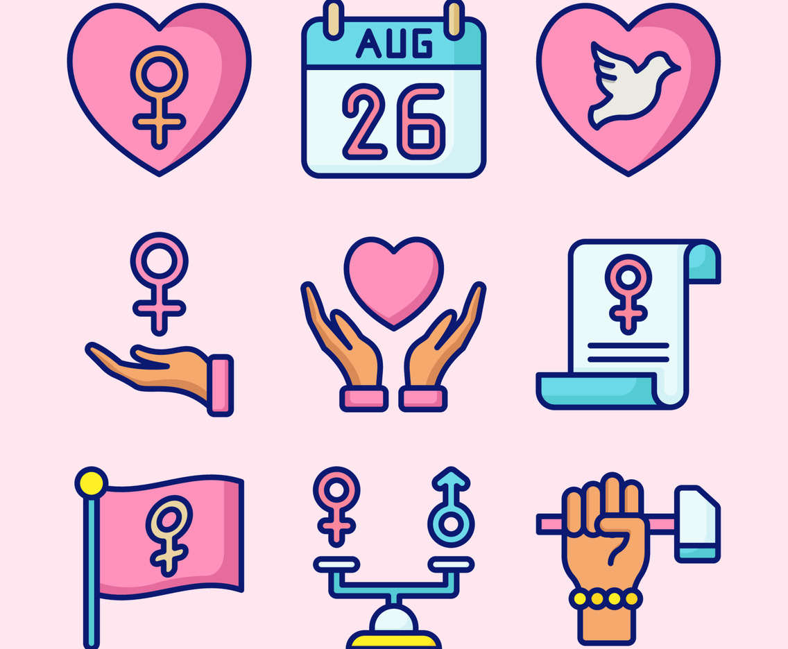 Women Equality Icons Set
