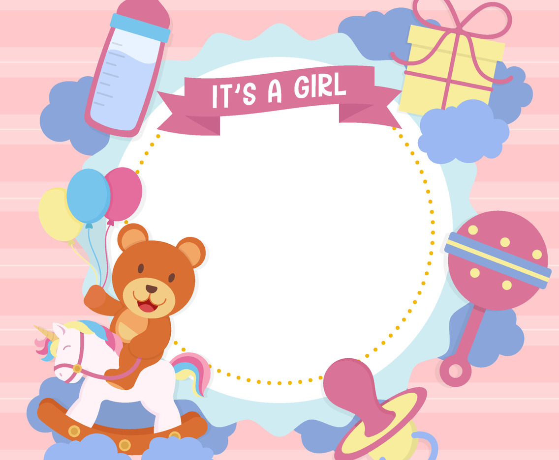 Its a Girl Born Day Background Template