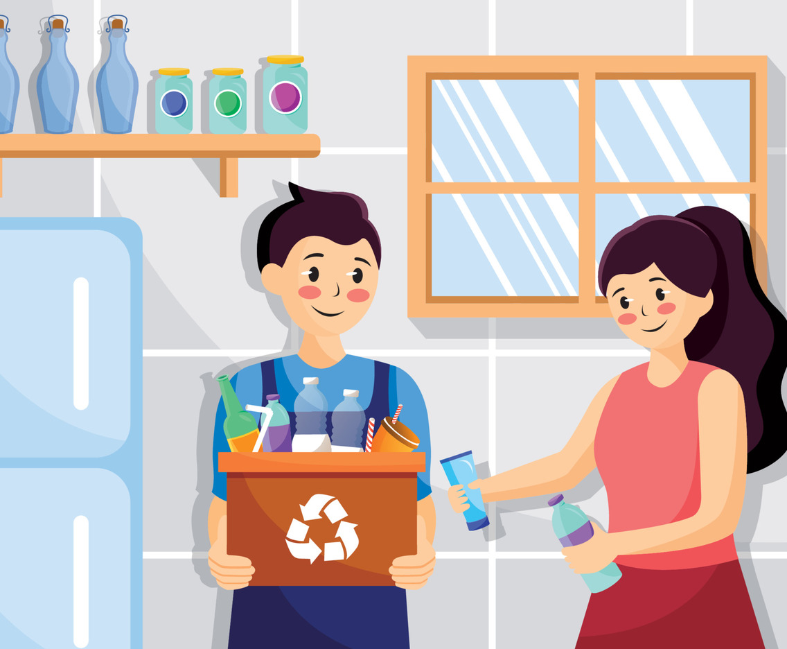 Couple Doing Recycling at Home