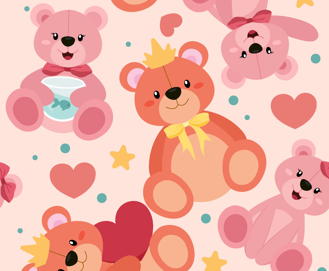 Cute Teddy Bear Seamless Pattern